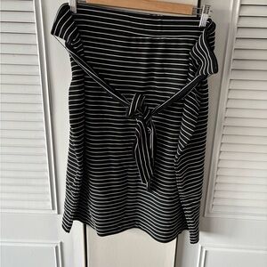 LOFT Black and White Striped Pencil Skirt